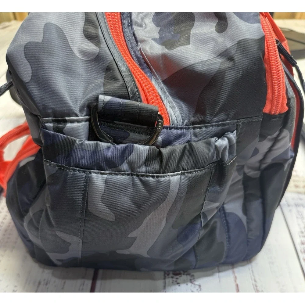 Lug Propeller Duffel Bag Navy Camo Quilted Travel Carry-On Gym Tote Orange Trim
